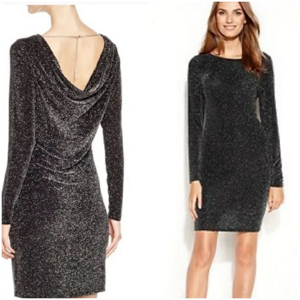 MICHAEL MICHAEL KORS Womens Black Long Sleeve Short Party Dress sz small